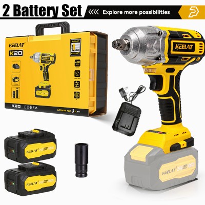 基拉特KID006 600N。M电动冲击扳手无绳大扭矩1/2“1/4”螺丝刀钻重型专业无绳冲击扳手插座电动工具可充电20V电池